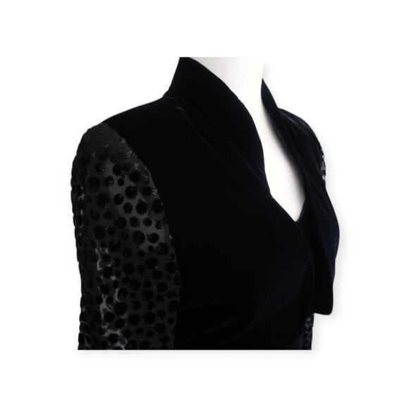 🖤 Vintage Niki Originals 2-piece Black Velvet Dress with Sheer Sleeve Jacket 🖤 - Picture 2 of 16